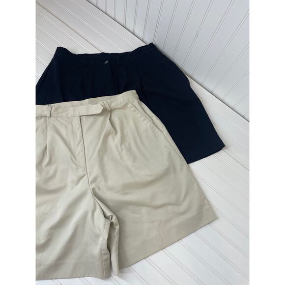 Talbots Beige & Black Flat Front High Waisted Chino Women’s Shorts Plus Size 16 - Picture 1 of 10